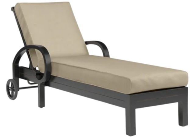 Sunset West Monterey Old World Copper Aluminum Outdoor Single Chaise with Linen Stone Cushion-0