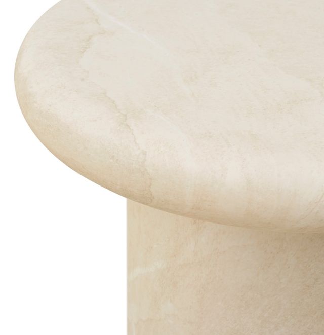 Sunset West Bazaar Travertino Hydro Dipped Beige Glass Fiber Reinforced Concrete Outdoor End Table-1