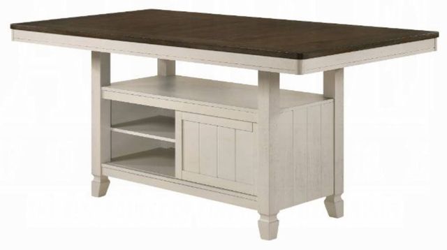 ACME Furniture Tasnim Oak Counter Height Table with Antique White Base-0