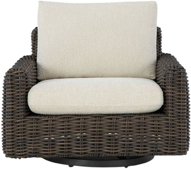 Signature Design by Ashley® Kimora Beige/Dark Brown Nuvella/Wicker Outdoor Swivel Lounge Chair-1
