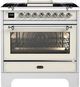 Ilve Décor 36” Antique White Pro Style Dual Fuel Range with 6 Burners and Griddle-0