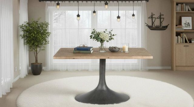 Nest Home Collections Megan Medium Gray Dining Table with Iron Base-1