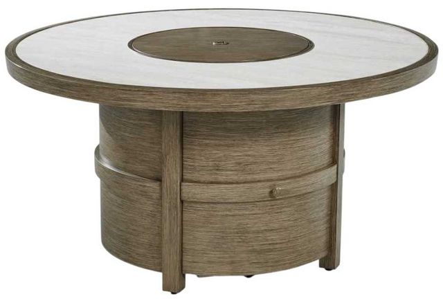 Signature Design by Ashley® Rainier Ranch Beige Aluminum Outdoor Round Fire Pit Table