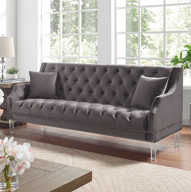 Furniture of America® Franceschi 2-Piece Gray Sofa Set-1