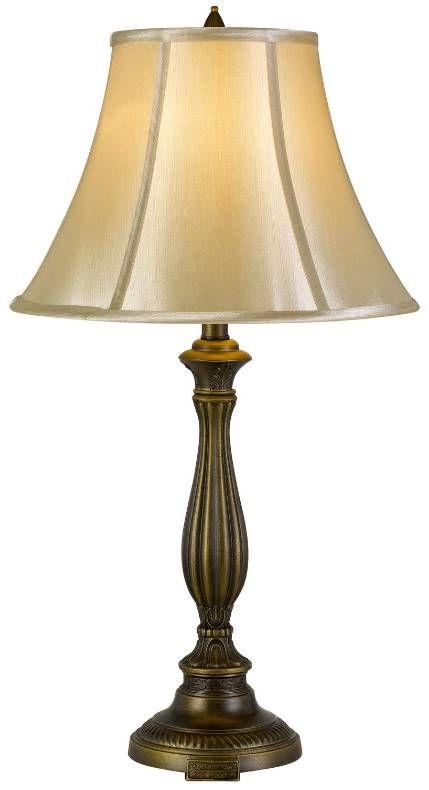 Cal® Lighting & Accessories Meath Antique Brass/Off-White Table Lamp-0
