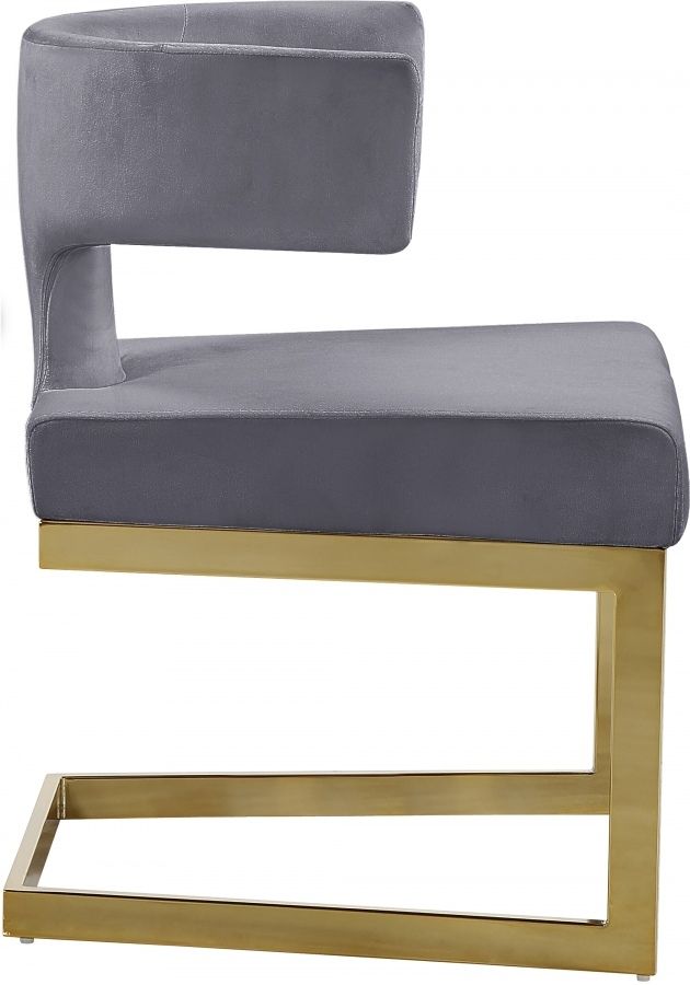 Meridian Furniture Alexandra Grey/Gold Velvet Dining Chair-2