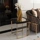 Michael Amini® Lisbon Mirrored Silken Matte Black Side Table with Gold Base-1