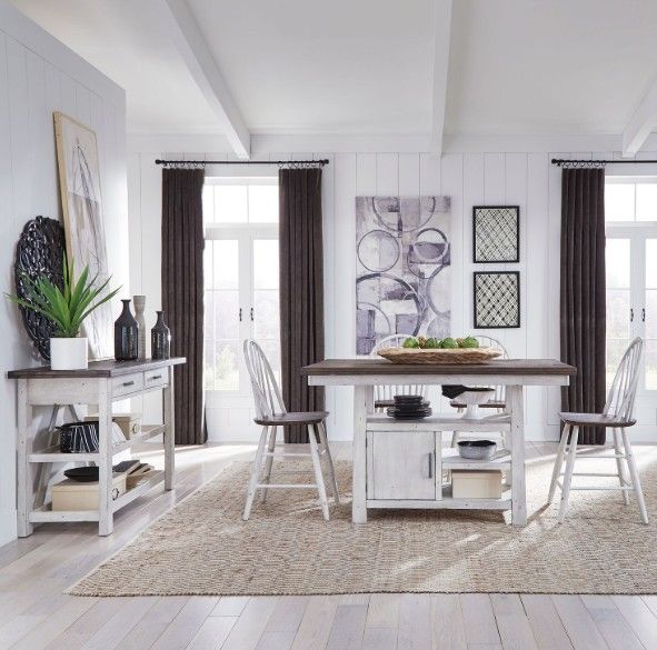 Liberty Furniture Farmhouse 5-Piece Brown/White Gathering Table Set-1