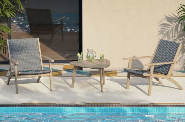New Classic® Home Furnishings Radius Gray Acacia/Wicker Outdoor Patio Side Chair-1