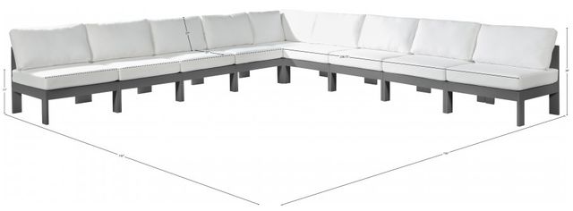 Meridian Furniture Nizuc 9-Piece Dark Gray/White Aluminum/Fabric Outdoor Patio Modular Sectional-2