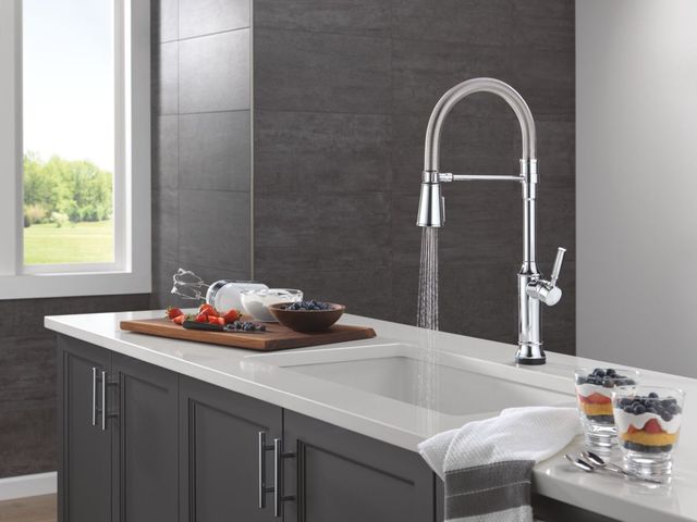 Delta Renaldi® Lumicoat® Chrome Touch2O® Technology Kitchen Faucet with Touchless Technology-3