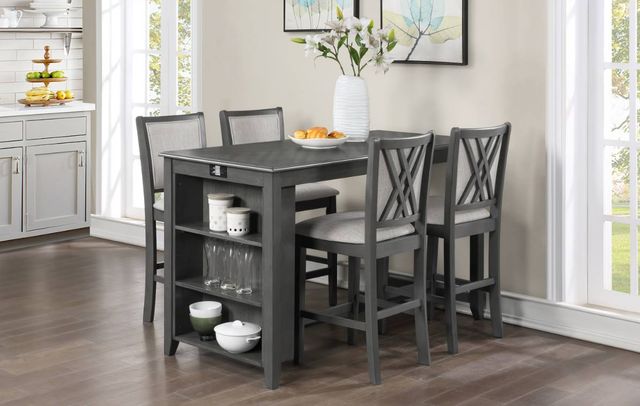 New Classic® Home Furnishings Amy 5-Piece Gray Counter Dining Set-1