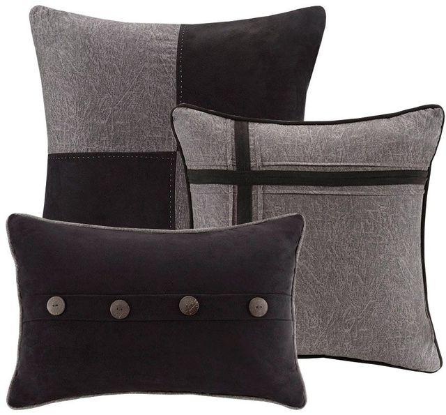 Olliix by Madison Park Boone 7 Piece Grey King Faux Suede Comforter Set-2
