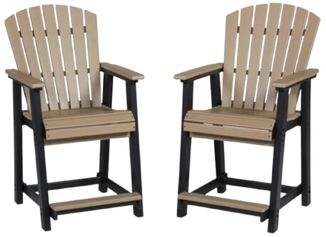 Signature Design by Ashley® Fairen Trail 2-Piece Black/Driftwood Outdoor Counter Stool Set-0