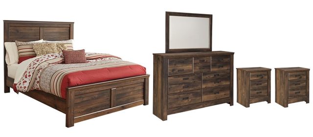 Signature Design by Ashley® Quinden 5-Piece Dark Brown King Panel Bed Set-0