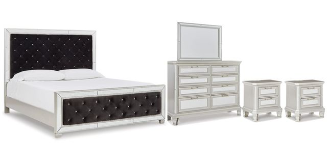 Signature Design by Ashley® Lindenfield 5-Piece Silver Queen Upholstered Panel Bed-0