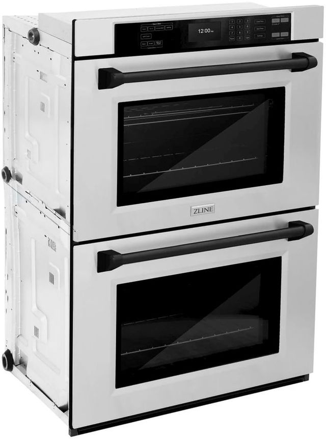 ZLINE Autograph Edition Professional 30" Stainless Steel Double Electric Wall Oven with Matte Black Accents-1