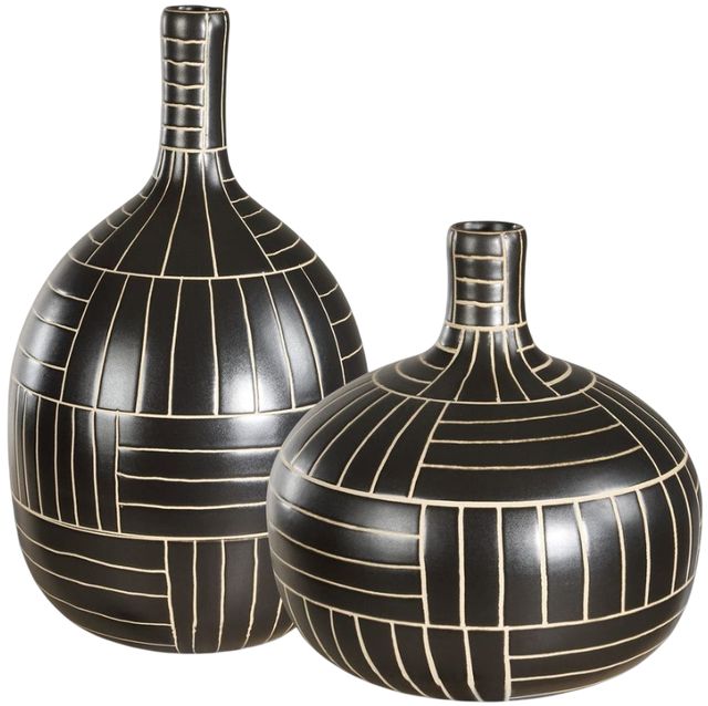 Uttermost® Graphite 2-Piece Black Stride Vase Set-0