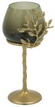 A & B Home Capri Gold Small Aluminum Leaf Glass Candle Holder-2