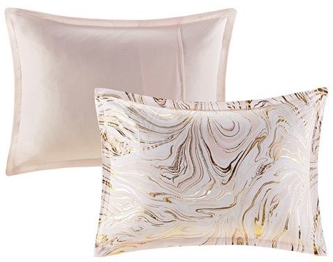 Olliix by Intelligent Design Rebecca Blush and Gold Full/Queen Metallic Printed Comforter Set-1