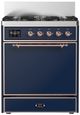 Ilve® Majestic III 30" Midnight Blue Pro Style Dual Fuel Natural Gas Range with Solid Door and Copper Trim-0