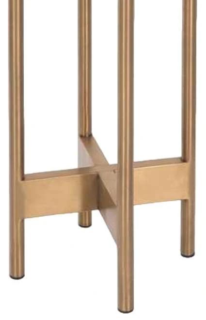 Decor-Rest® Furniture LTD Tonic Natural White Marble Top Side Table with Brass Base-1