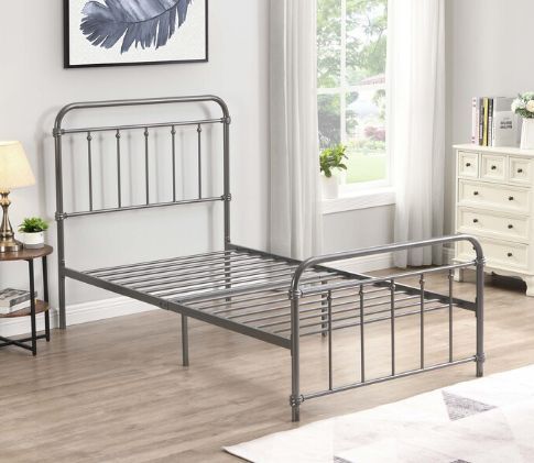 Milton Greens Stars Dark Gray Twin Full Metal Farmhouse Classic Platform Bed-3