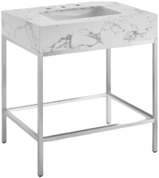 Meridian Furniture Marmo White/Brushed Chrome 30" Bathroom Vanity-0