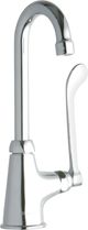 Elkay Chrome Single Hole Single Control Faucet with 4" Gooseneck Spout and 6" Wristblade Handle-0