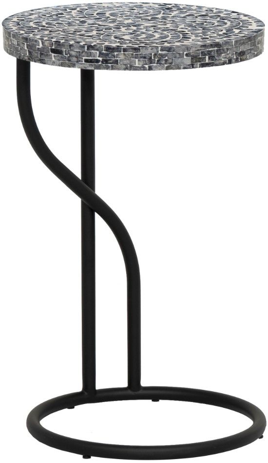 Linon Capiz Black Side Table with Metal Base-0