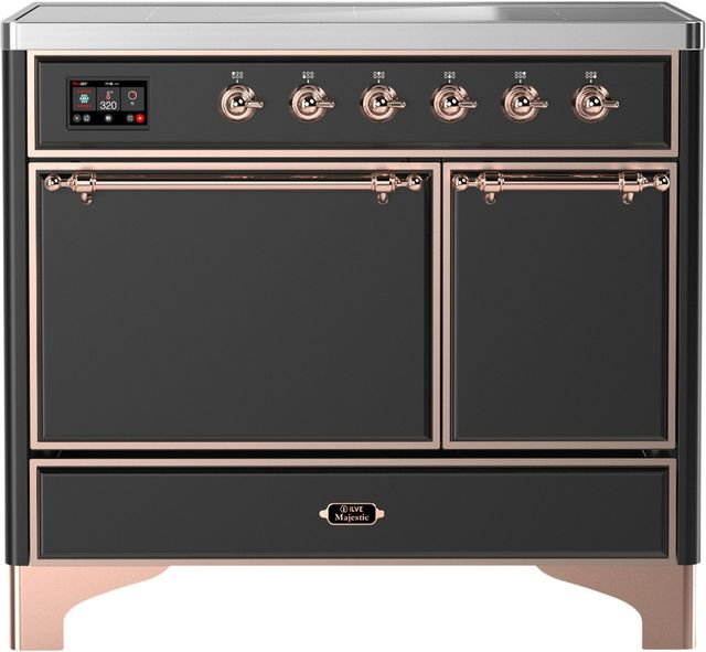 Ilve® Majestic III 40" Graphite Matte Pro Style Induction Range with Solid Door and Copper Trim-0