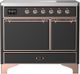 Ilve® Majestic III 40" Graphite Matte Pro Style Induction Range with Solid Door and Copper Trim-0