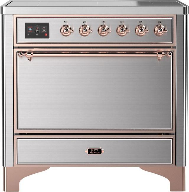 Ilve® Majestic III 36" Stainless Steel Pro Style Induction Range with Solid Door and Copper Trim-0