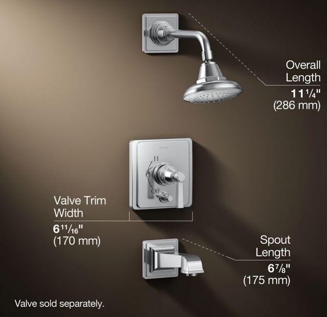 KOHLER® Pinstripe® Pure Rite-Temp® Polished Chrome 2.5 GPM Bath and Shower Trim Kit with Push-Button Diverter and Lever Handle-2