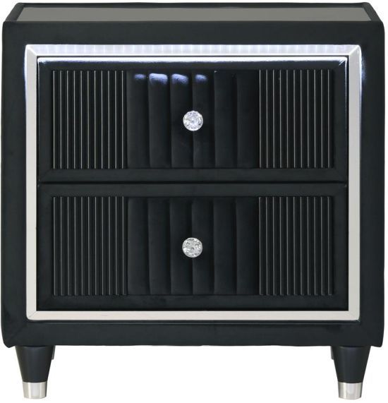 Coaster® Ravenne Black Upholstered LED Nightstand with USB-3