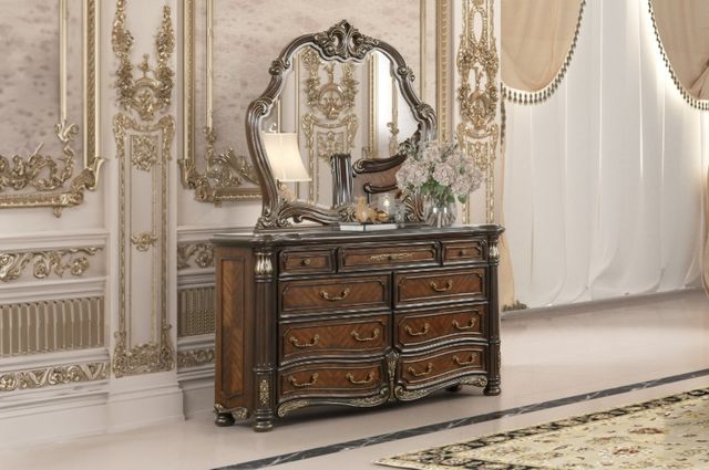 New Classic® Home Furnishings Bella Notte Mahogany Brown Dresser and Mirror-1