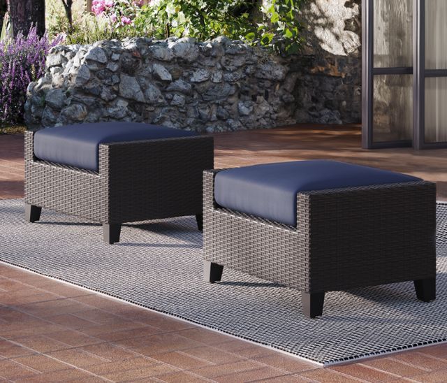 New Classic® Home Furnishings Skye Blue/Gray Olefin/Wicker Outdoor Ottoman-4