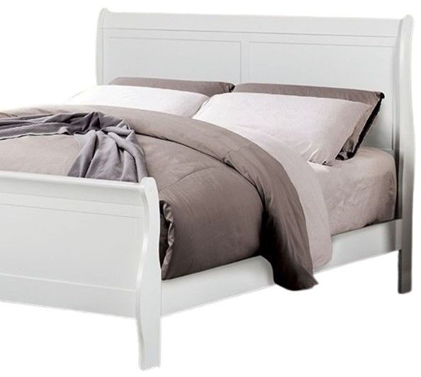 Furniture of America® Louis Philippe White Twin Sleigh Bed-0