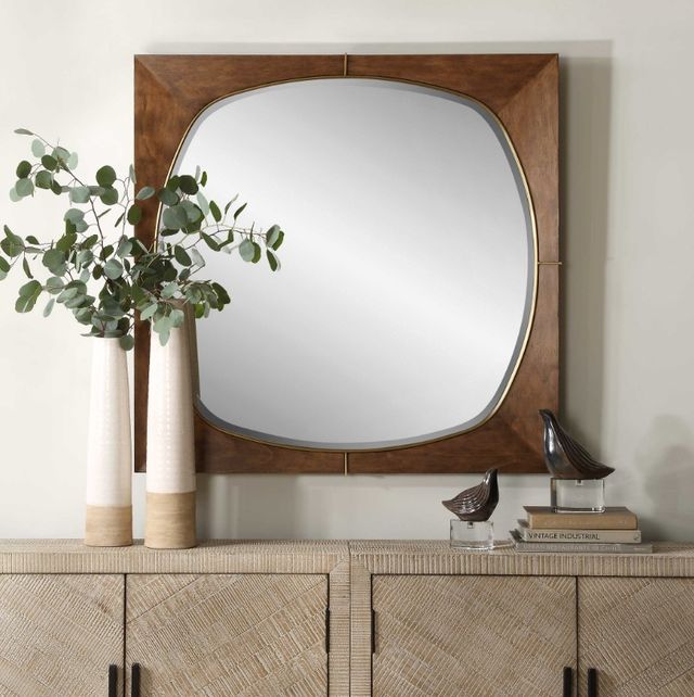 Uttermost® Garonne Antique Walnut Square Mirror-1