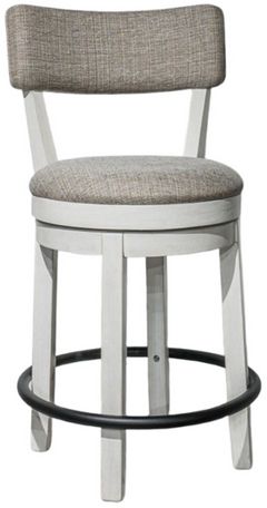 Signature Design by Ashley® Robbinsdale Antique White 19" Upholstered Swivel Bar Stool