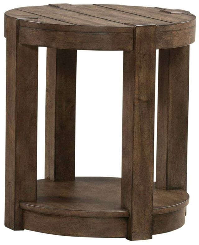 Liberty Furniture Broadmore Cobblestone Brown Round Chairside Table-0