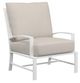 Sunset West Bristol Satin White Aluminum Outdoor Club Chair with Canvas Flax Cushion-0