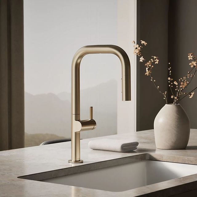 KOHLER® Components® Vibrant Brushed Bronze 18" Touchless Kitchen Sink Faucet with 2-Function Sprayhead-1