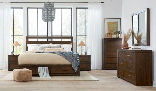 aspenhome® Modern Loft Brownstone California King Panel Storage Bed-1