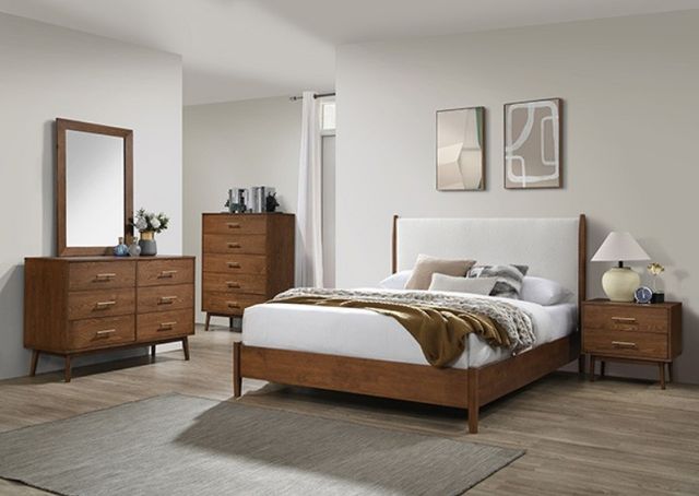 Furniture of America® Thusis Beige/Walnut Queen Panel Bed-1