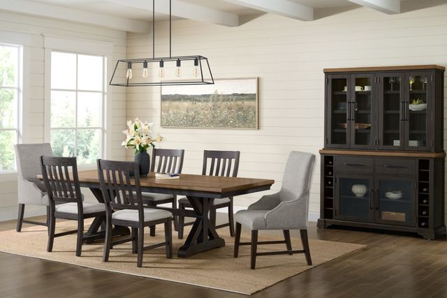 Elements International Montrose 7-Piece Brown Rectangular Dining Set with Espresso Base-1