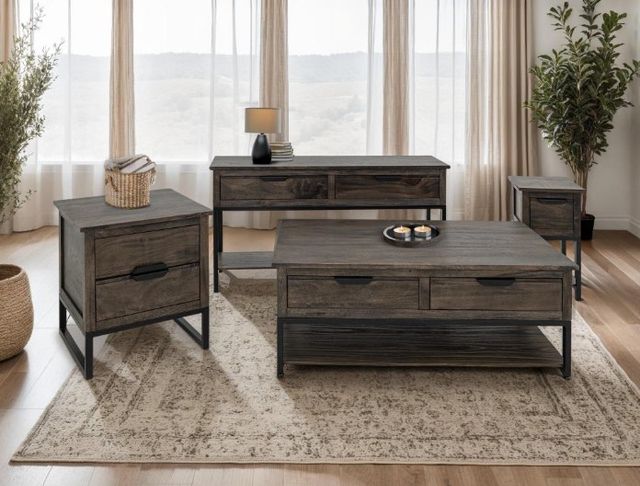 International Furniture Direct Dark Mita Stained Dark Sofa Table-1