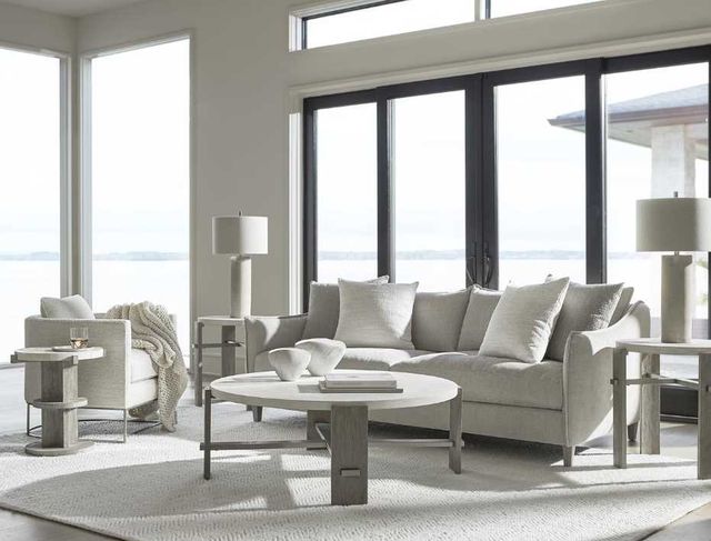 Bernhardt Foundations Linen Side Table with Light Shale Base-1