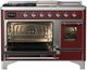 Ilve® Majestic III 48" Burgundy Pro Style Dual Fuel Natural Gas Range with 5 Black Brass Burners and Chrome Trim-2