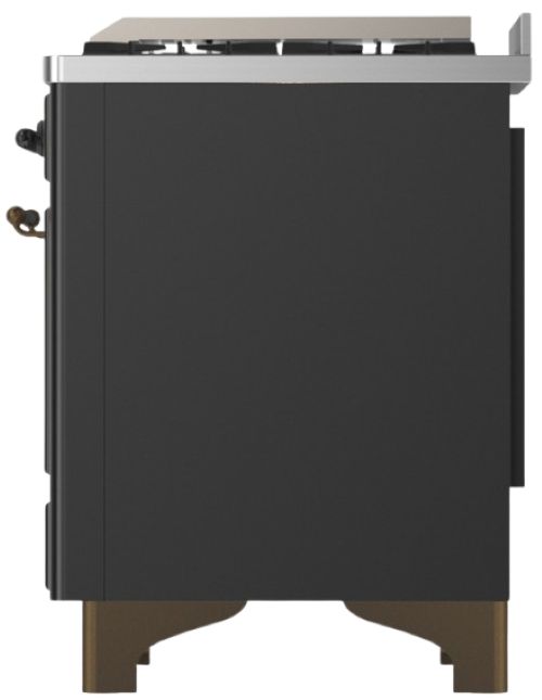 Ilve® Majestic III 36" Graphite Matte Pro Style Dual Fuel Liquid Propane Range with 6 Black Brass Burners and Burnished Trim-3
